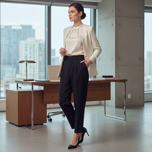 ZARA NWT Black High-Waist Pleated Tapered Trousers Size XL Office siren Business